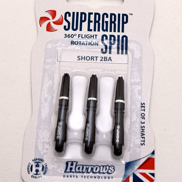 Harrows Dartshaft Supergrip Spin Short Black-Silver