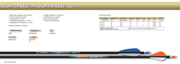 Easton, 6 x Pfeilschaft - Lightspeed 3D - 340