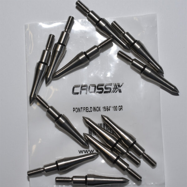 Cross-X, Pfeilspitze Field aus Edelstahl 19/64 Zoll 100grain 6er Pack
