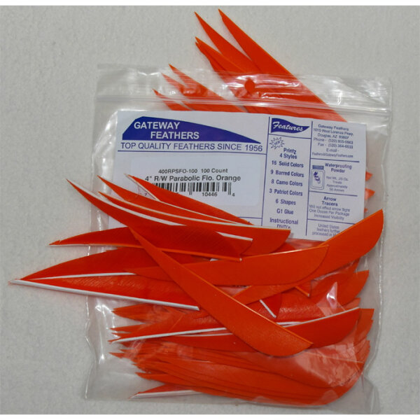 Gateway, Naturfedern Solid Color  4 Zoll RW parabolic - Orange